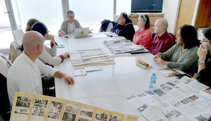 Sesión de traballo do obradoiro con Rogelio López Cuenca