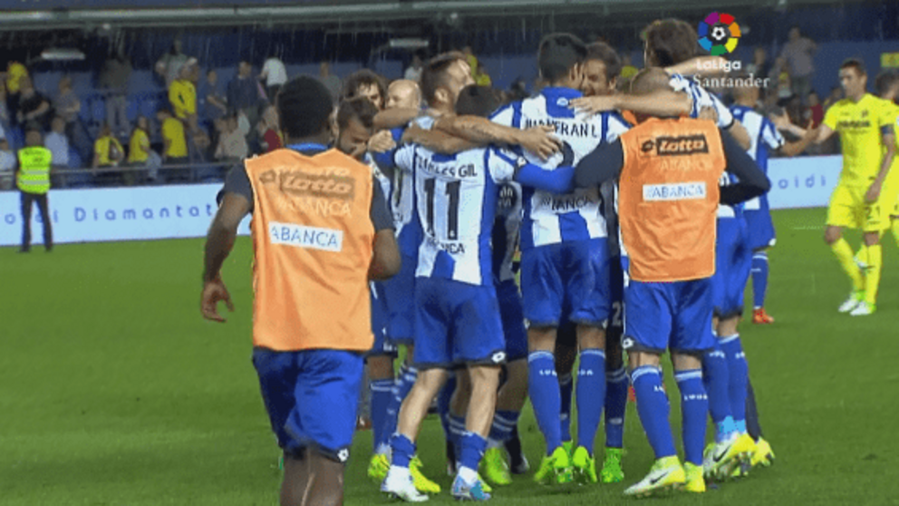 Celebraci&oacute;n de los jugadores al terminar el partido. Foto LFP
