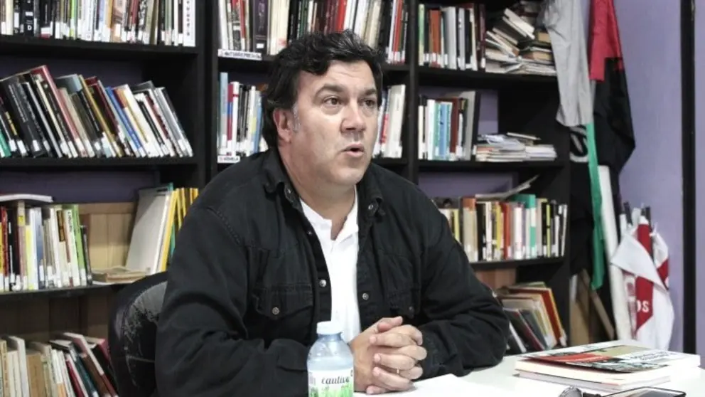 Emilo Grand&iacute;o no Ateneo Libertario Xos&eacute; Tarr&iacute;o dos Mallos