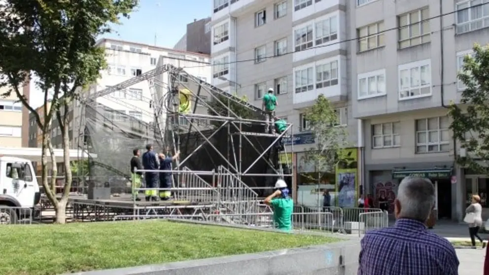 Preparativos da FoliAgra na prazas das Cunchi&ntilde;as