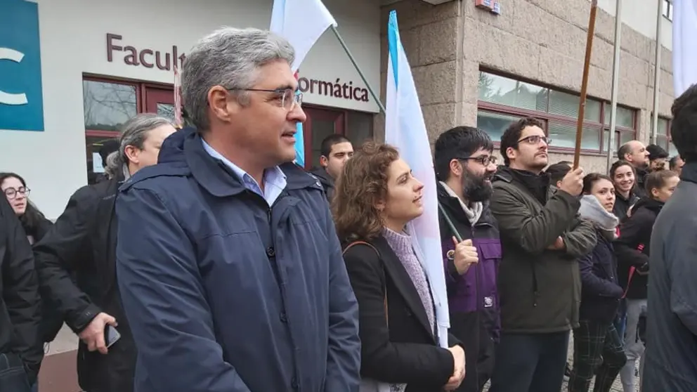 Protesta no campus de Elvi&ntilde;a este martes contra o proxecto de universidade privada de Abanca (1)
