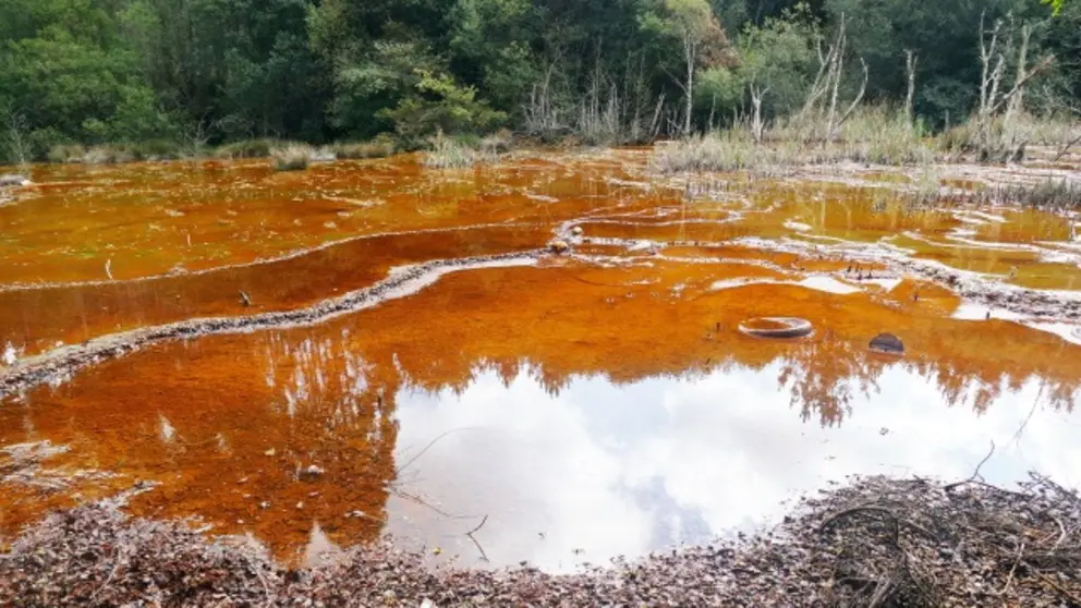 Contaminaci&oacute;n provocada pola mina de Touro no tramo medio do r&iacute;o Portapego port