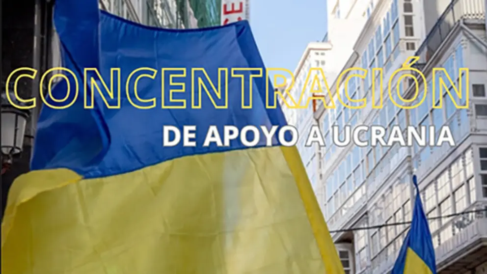 Concentraci&oacute;n de apoio a Ucra&iacute;na port
