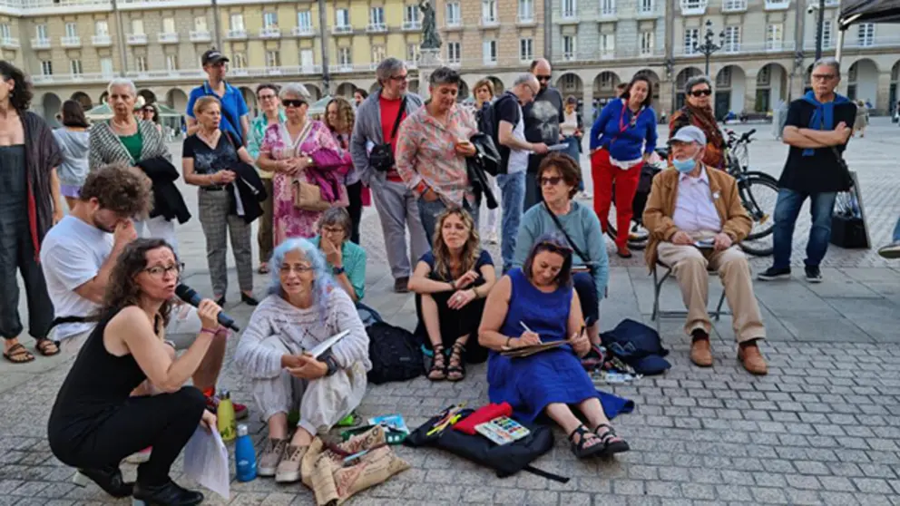 Estela L&oacute;pez, entrevista a Urban Sketchers en la primera edici&oacute;n del Nonviolencia Activa Fest