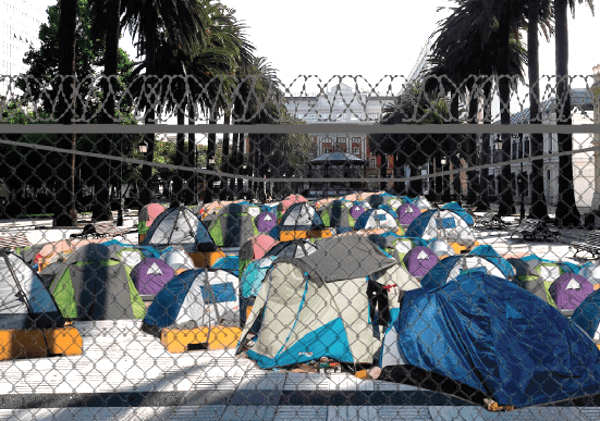 Acampa. Recreación do campamento