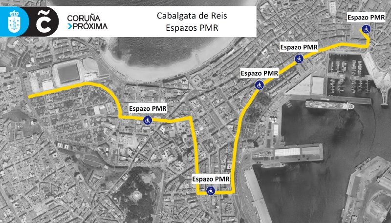 Cabalgata de Reis 2019, postos de visibilidade para persoas con mobilidade reducida