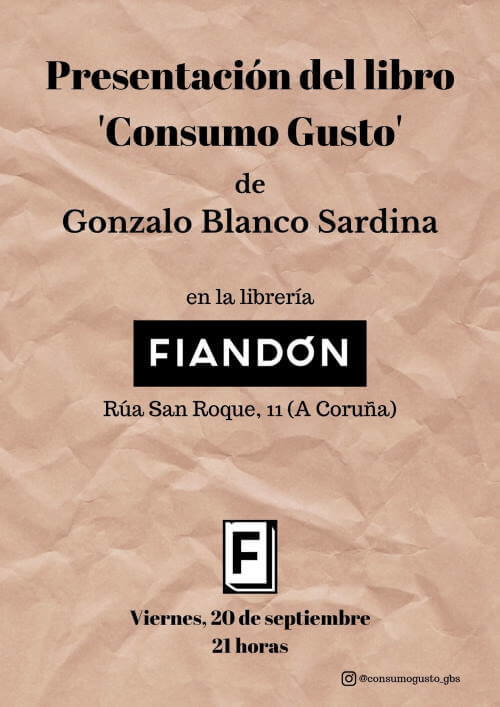 Cartel presentación del libro "Consumo gusto"