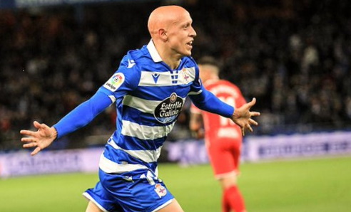 Víctor Mollejo diante do Xirona en Riazor.